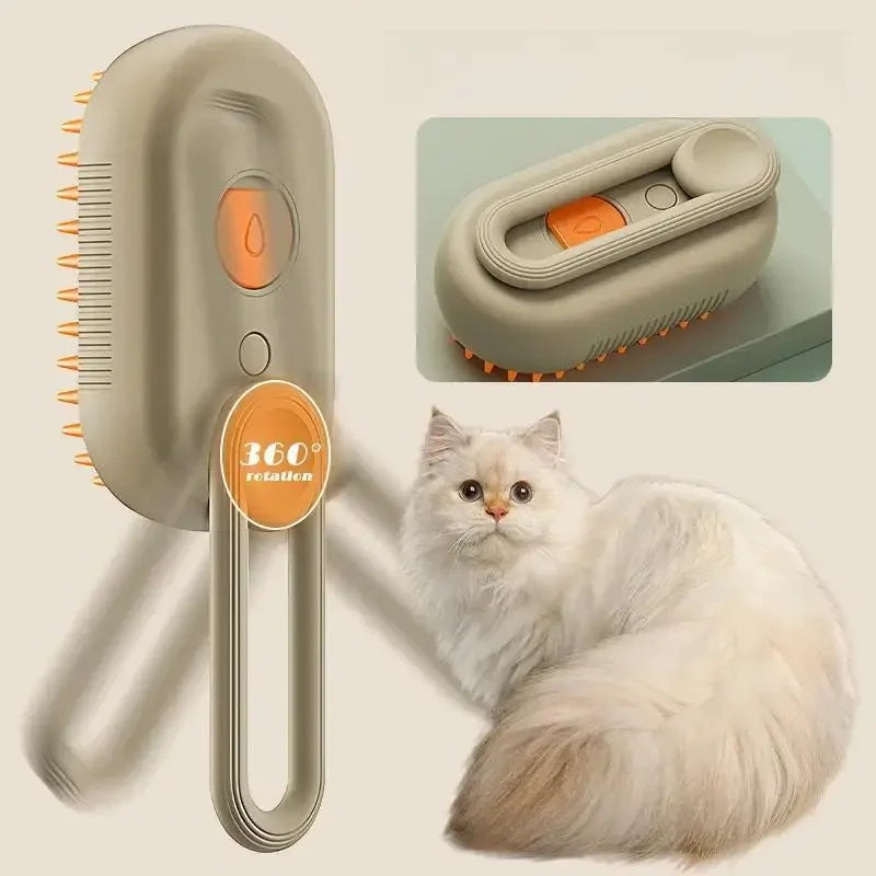 Escova Vaporizadora para Pets - Removedora de Pelos Soltos USB Recarregável